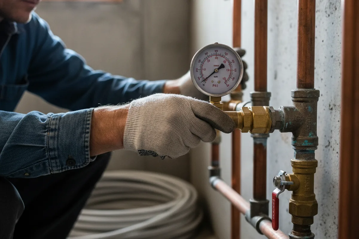 Pressure testing a repaired line during Water Line Repair in Vernon